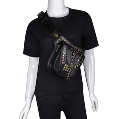 Punk Rivet Waist Bag Retro Tactical Chest Bag Women