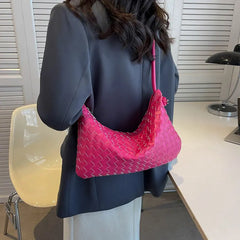 Retro Style Ladies Handbags Soft Solid Braided Decoration Crossbody Bags