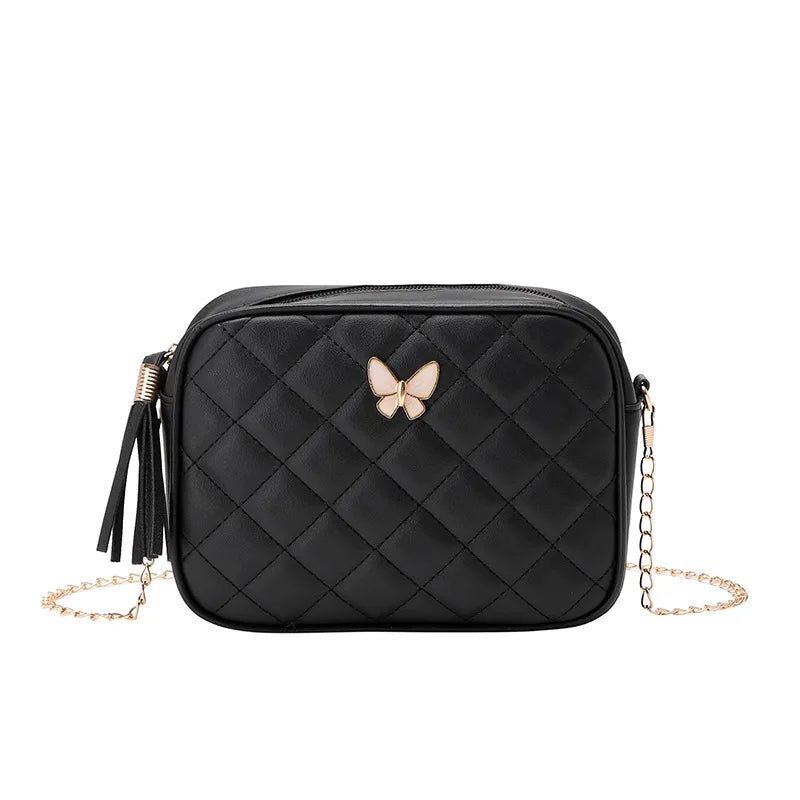 Butterfly Messenger Bag Small Square Leather Women Handbag