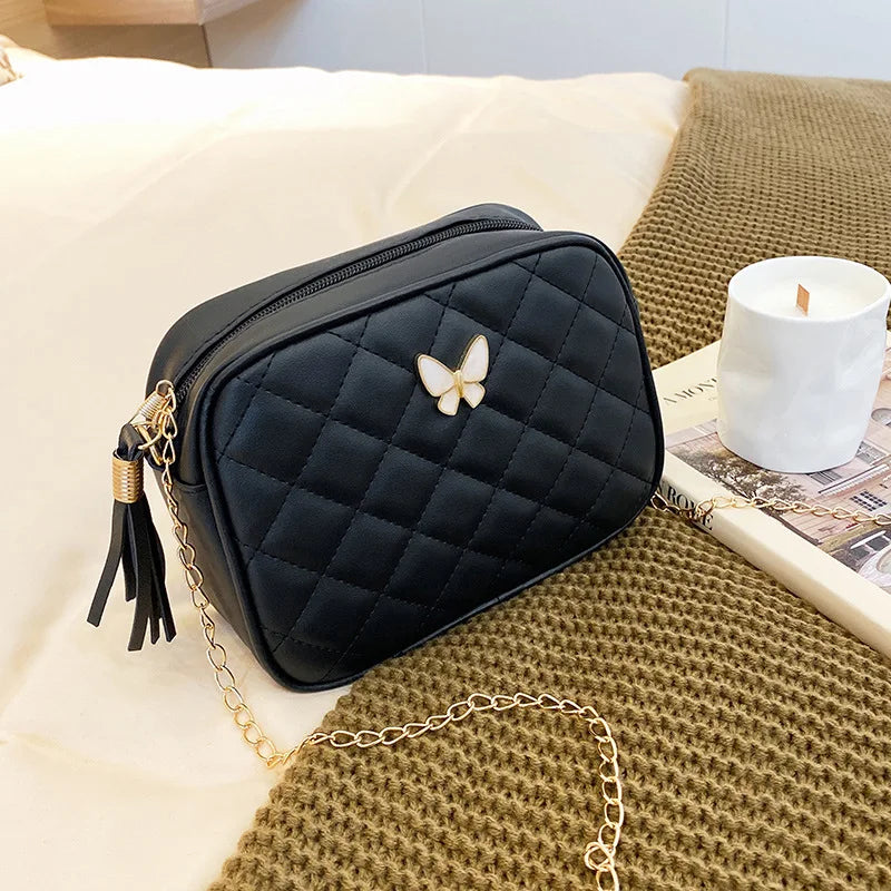 Butterfly Messenger Bag Small Square Leather Women Handbag