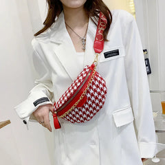 Canvas Shoulder Backpack Women's Chain Cross Leather Bag
