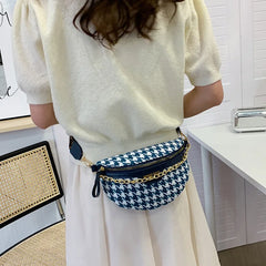 Canvas Shoulder Backpack Women's Chain Cross Leather Bag