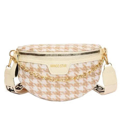 Canvas Shoulder Backpack Women's Chain Cross Leather Bag