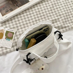 Canvas Small Fresh Lady One-Shoulder Bag Cartoon Print