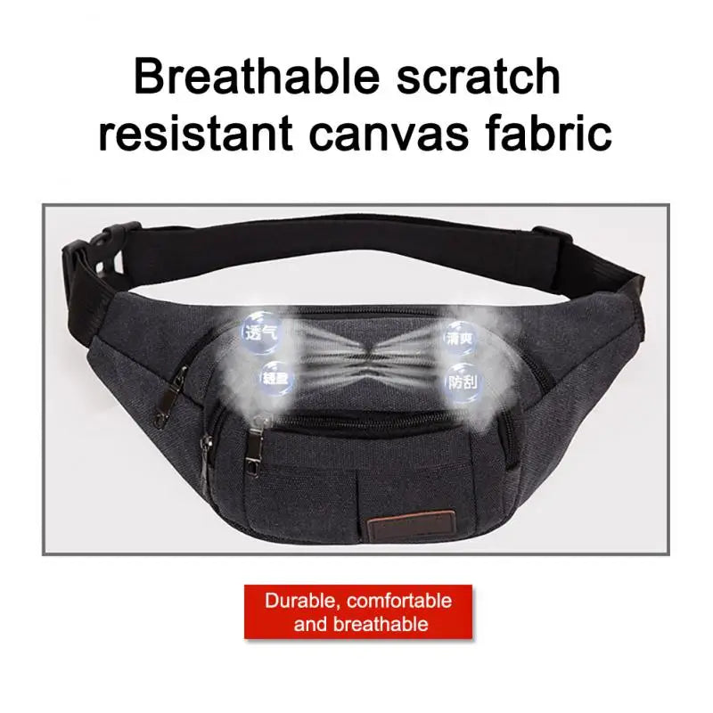 Canvas Waist Bag Vintage Leisure Canvas Bag Running Cycling