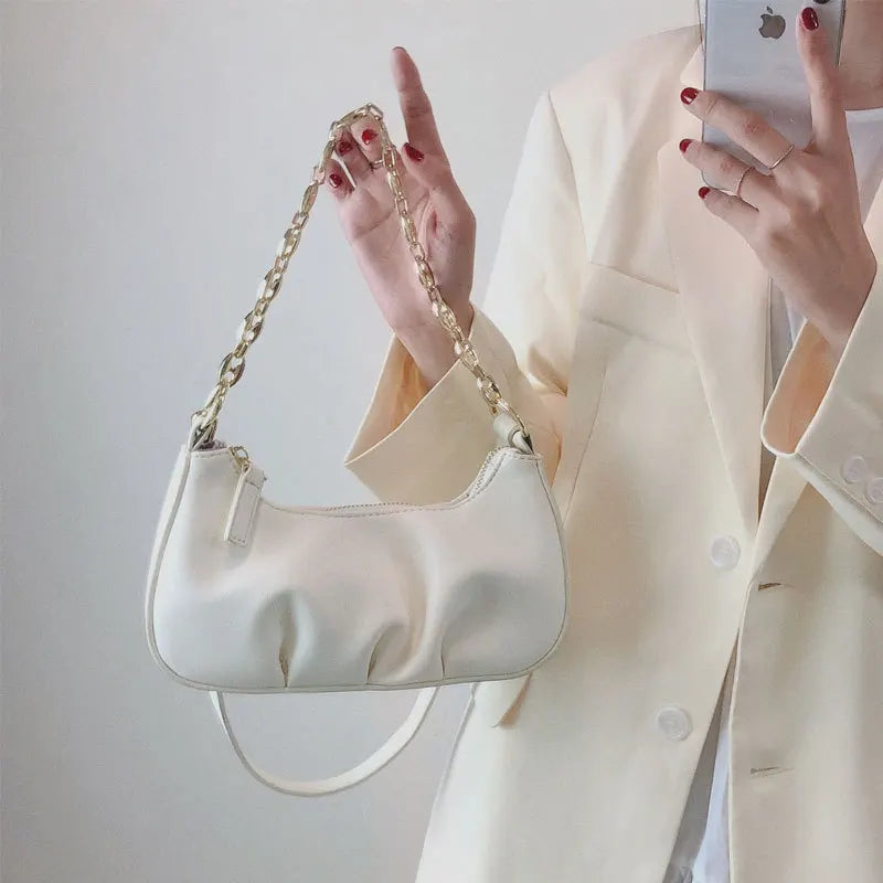 Vintage Pu Leather Shoulder Bag for Women Solid Tote Handbag