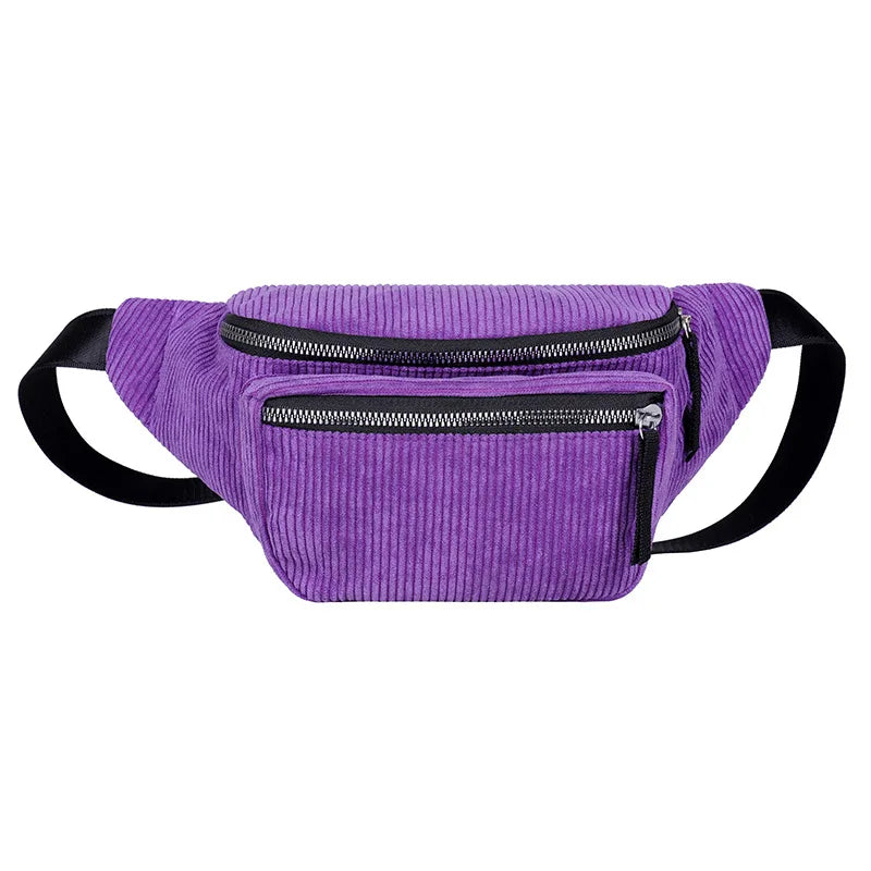 Corduroy Waist Chest Bag Zipper for Women
