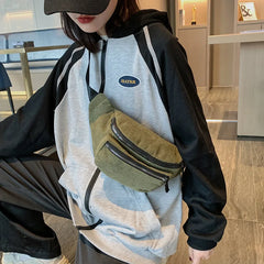 Corduroy Waist Chest Bag Zipper for Women