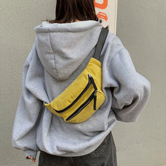 Corduroy Waist Chest Bag Zipper for Women