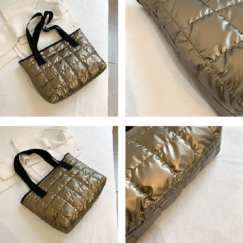 Cotton Tote Handbags Quilted Shoulder Bags For Women Waterproof