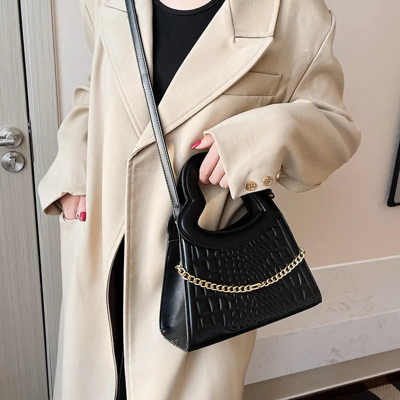 Crossbody Bags Peach Heart Handle Purse Handbag Crocodile Bags for Women