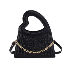 Crocodile Crossbody Bag with Peach Heart Handle, Western Style Purse