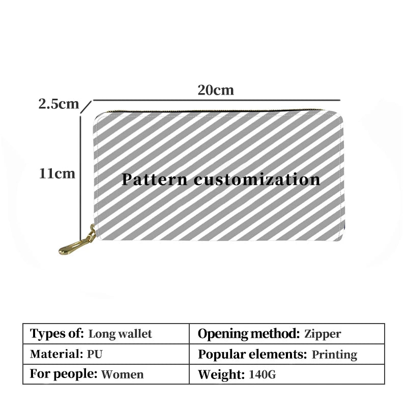 Custom Photo PU Leather Zipper Long Wallet Clutch Bag