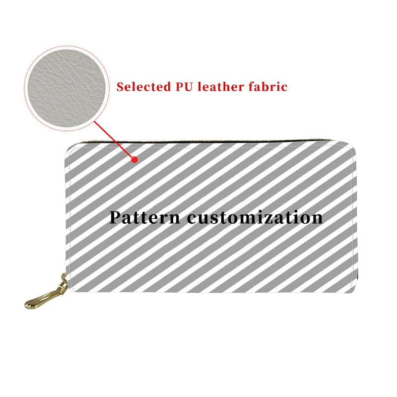 Custom Photo PU Leather Zipper Long Wallet Clutch Bag