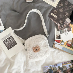 Women Plush Messenger Bag Cute Bear Design