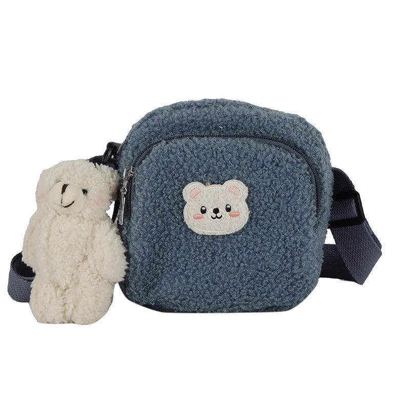 Women Plush Messenger Bag Cute Bear Design