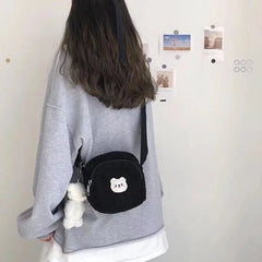 Women's Plush Bear Messenger Bag