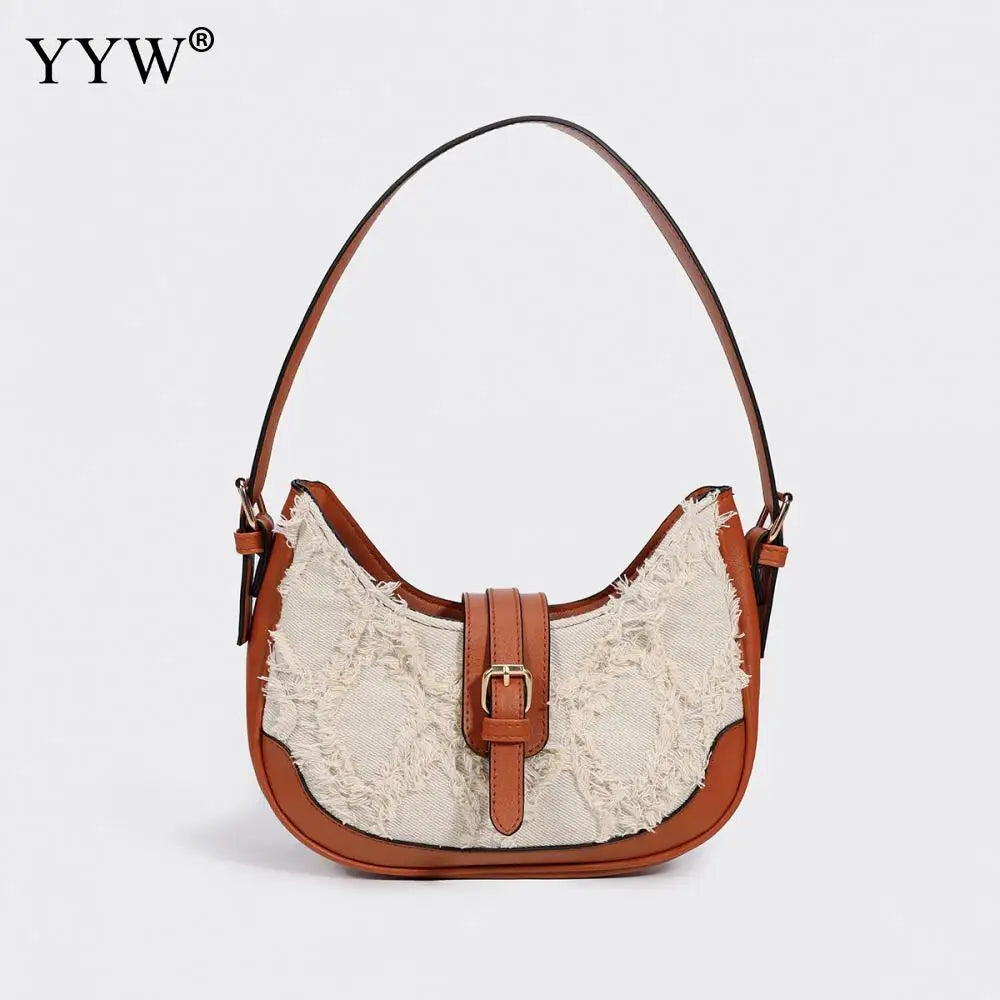 Denim Shoulder Bag Ladies Leather Casual Handbag