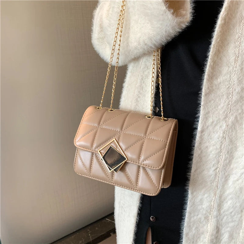 Messenger Women's Bag PU Leather Shoulder Bag Handbag Small Square
