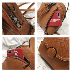 Women Leather Mini Soft Touch Backpack Multi-Function Small Shoulder Bag