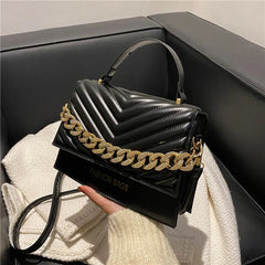 Square Shoulder Bag with Chain Crossbody Women Top Handle Bag
