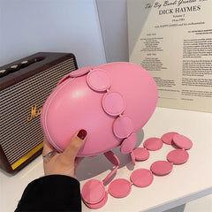 Women Round Handbag Green Pink Shoulder Bags Party Clutch Evening Bags