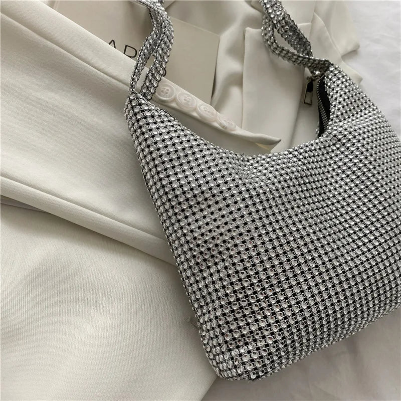 Diamond-Studded Evening Bag Rhinestone Underarm Bag Shoulder Handbag
