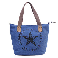 Women Canvas Shoulder Bags Printed Letters Star Cross Body Bags