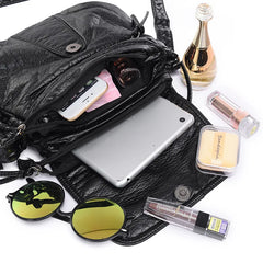Small WomenSoft Washed PU Leather Crossbody Bag Female Handbag Purse