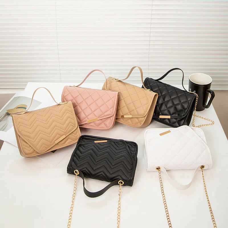 Embroidered Rhombus Shoulder Bag Chain Crossbody Phone Bag