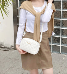 Embroidered Rhombus Shoulder Bag Chain Crossbody Phone Purse