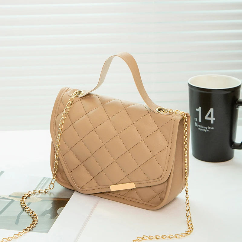 Embroidered Rhombus Shoulder Bag Chain Crossbody Phone Bag