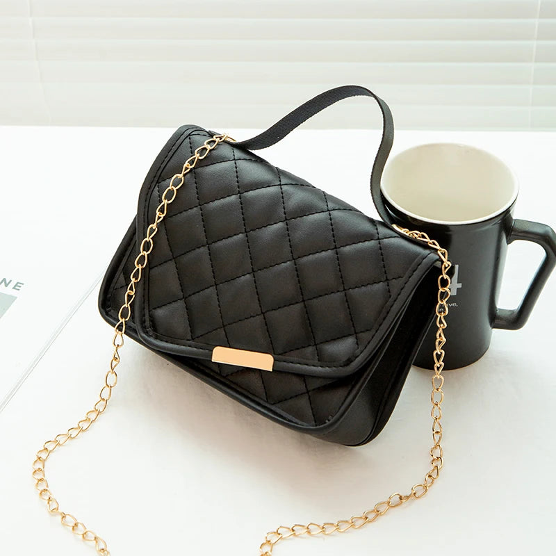 Embroidered Rhombus Shoulder Bag Chain Crossbody Phone Bag
