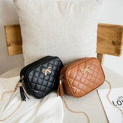 Embroidered Rhombus Shoulder Bag Chain Crossbody Phone Purse