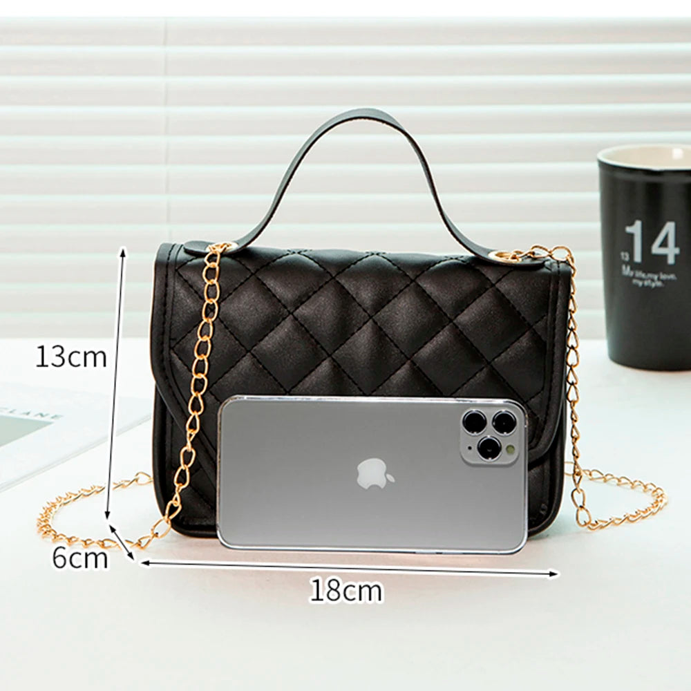 Embroidered Rhombus Shoulder Bag Chain Crossbody Phone Bag