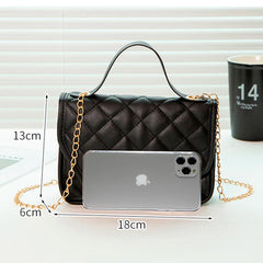 Embroidered Rhombus Shoulder Bag Chain Crossbody Phone Bag