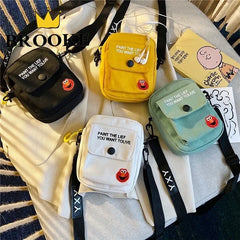 Canvas Shoulder Bag for Women Small Square Crossbody