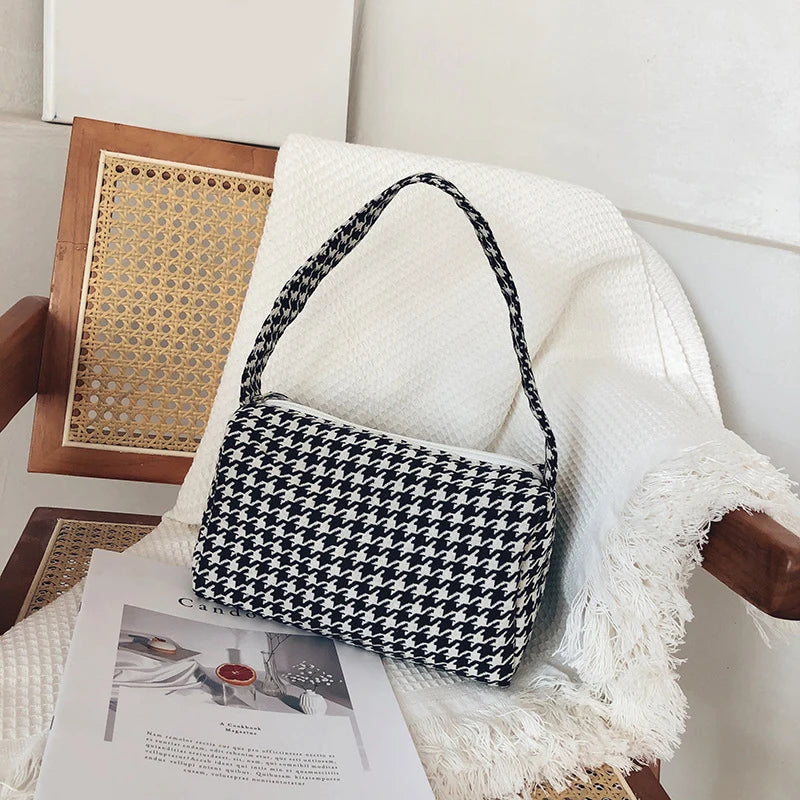 Vintage Plaid Shoulder Bag Women's Casual Crossbody Handbag