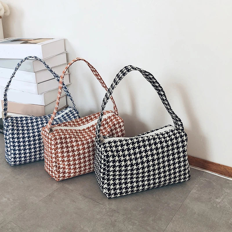 Vintage Plaid Shoulder Bag Women's Casual Crossbody Handbag