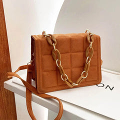 Flannel Crossbody Bags Women Chain Handbag Solid Shoulder Bags
