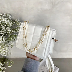 Flannel Crossbody Bags Women Chain Handbag Solid Shoulder Bags