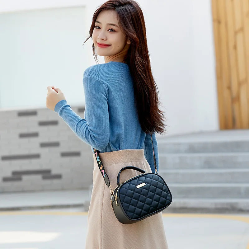 Women's Plaid Embroidered Crossbody Bag Small Messenger Shoulder Purse