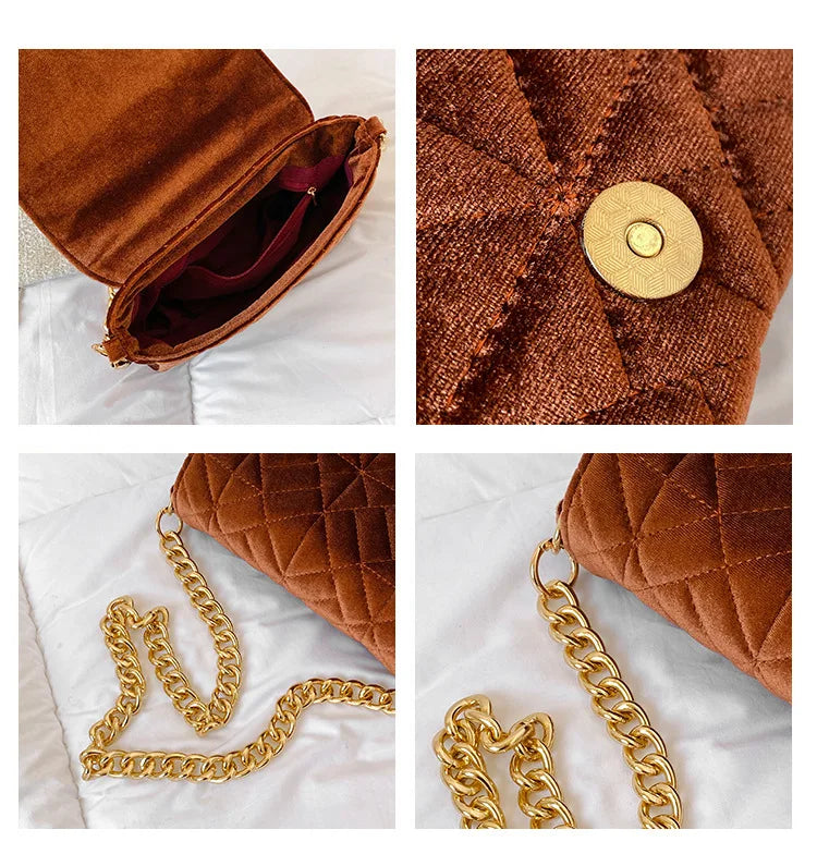 Velvet Shoulder Handbag Famous Women All-match Underarm Crossbody Bag
