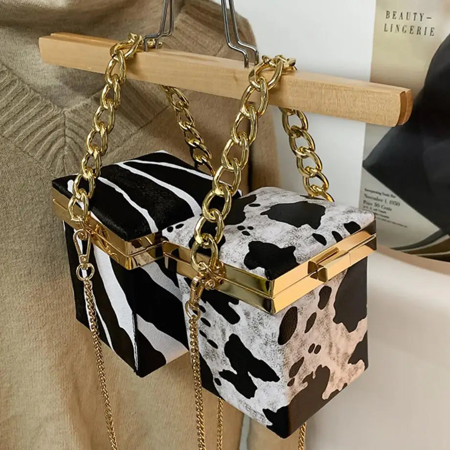 Mini Box Tote Bag PU Leather Women's Handbag