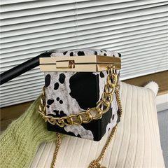 Mini Box Tote Bag PU Leather Women's Handbag