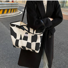 Plaid Girls Canvas Shoulder Tote Bag