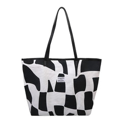 Plaid Girls Canvas Shoulder Tote Bag