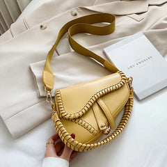 Casual One Shoulder Saddle Bag PU Material Lock Hasp