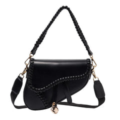 Casual One Shoulder Saddle Bag PU Material Lock Hasp