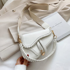 Casual One Shoulder Saddle Bag PU Material Lock Hasp
